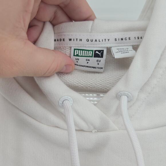 Puma Crystal G Cropped Open Tie Back Hoodie Size SM Athleisure Streetwear Sporty - Picture 6 of 11